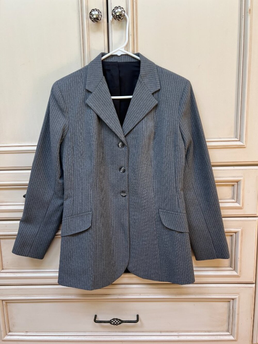 Women's Equestrian Hunt Coat Gray Pinstripe Size 12